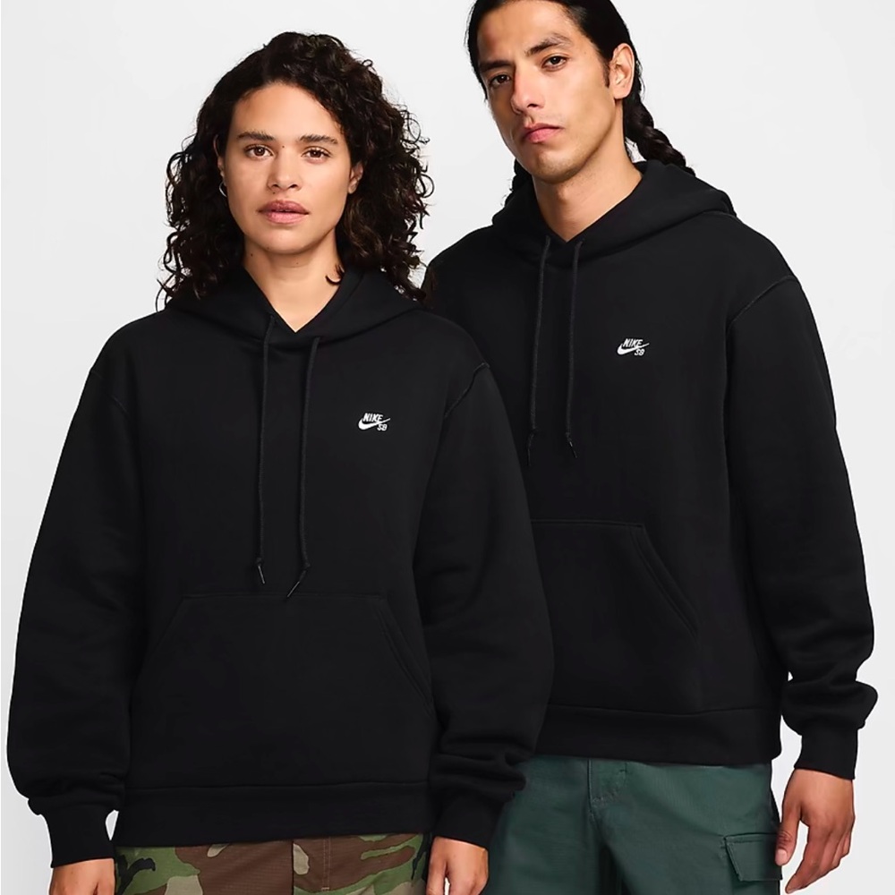 Nike GREY SB Pullover Hoodie with Small White Swoosh